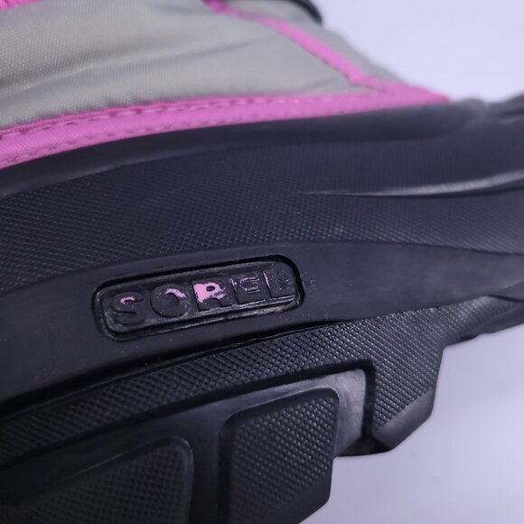 Sorel Flurry Youth Winter Snow Boots Gray Pink Black NY1965-061 Size 3 - Picture 14 of 16